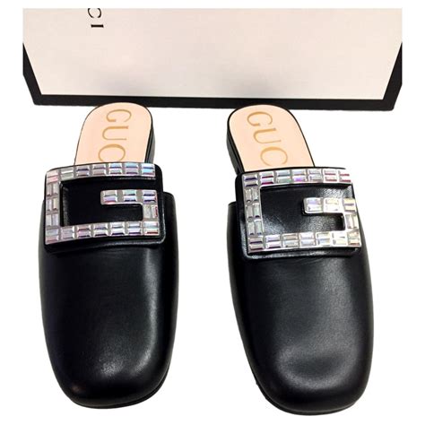 slippers lip and hearts shoes gucci|Gucci black leather slippers.